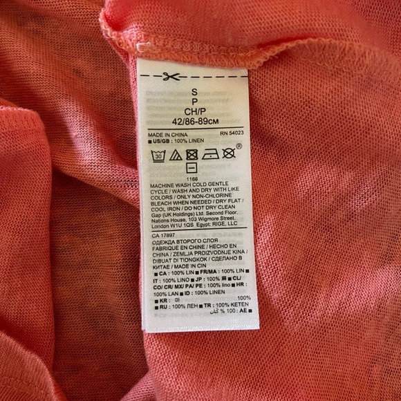 Women’s Banana Republic The signature tee pink 100% linen Small - Picture 4 of 5